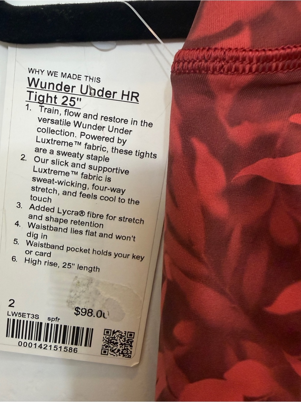 lululemon athletica Red Print Athletic leggings and matching top